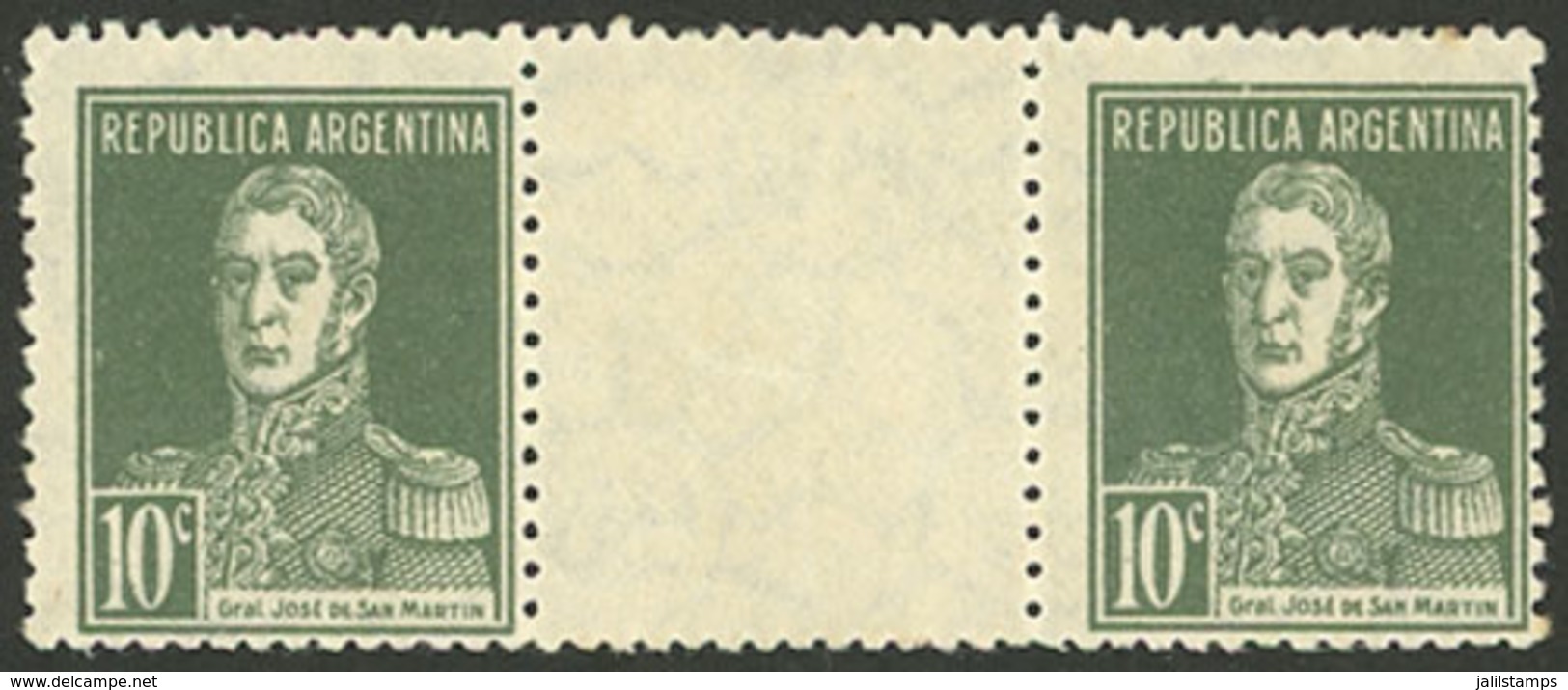 ARGENTINA: GJ.599EV, Horizontal GUTTER Pair, Mint With Tiny Hinge Marks, Excellent! - Covers & Documents