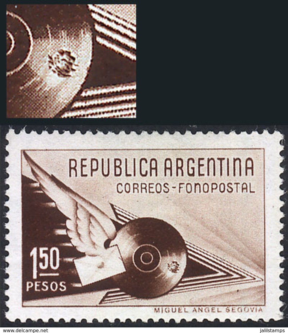 ARGENTINA: GJ.838a, 1939 1,50P. Fonopost With "broken Record" Variety (position 68), Mint Lightly Hinged, Excellent Qual - Covers & Documents