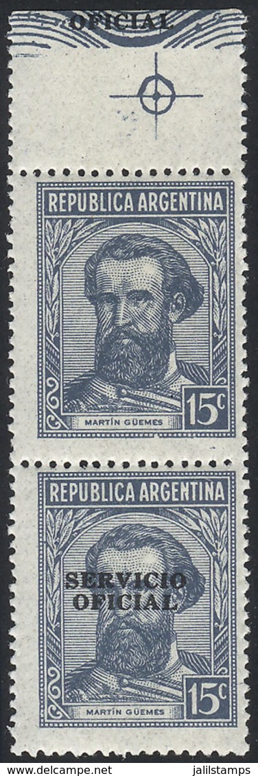 ARGENTINA: GJ.681c, Pair WITH AND WITHOUT OVERPRINT, MNH (+50%), Superb, Very Rare! - Officials