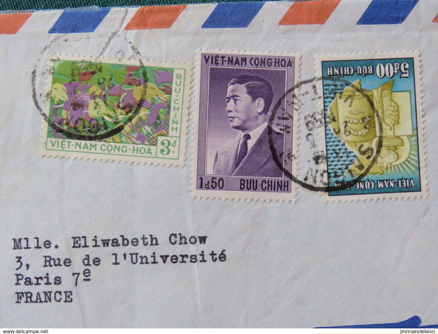 Vietnam 1959 Cover To France - President - Human Rights - Trung Sisters - Vietnam