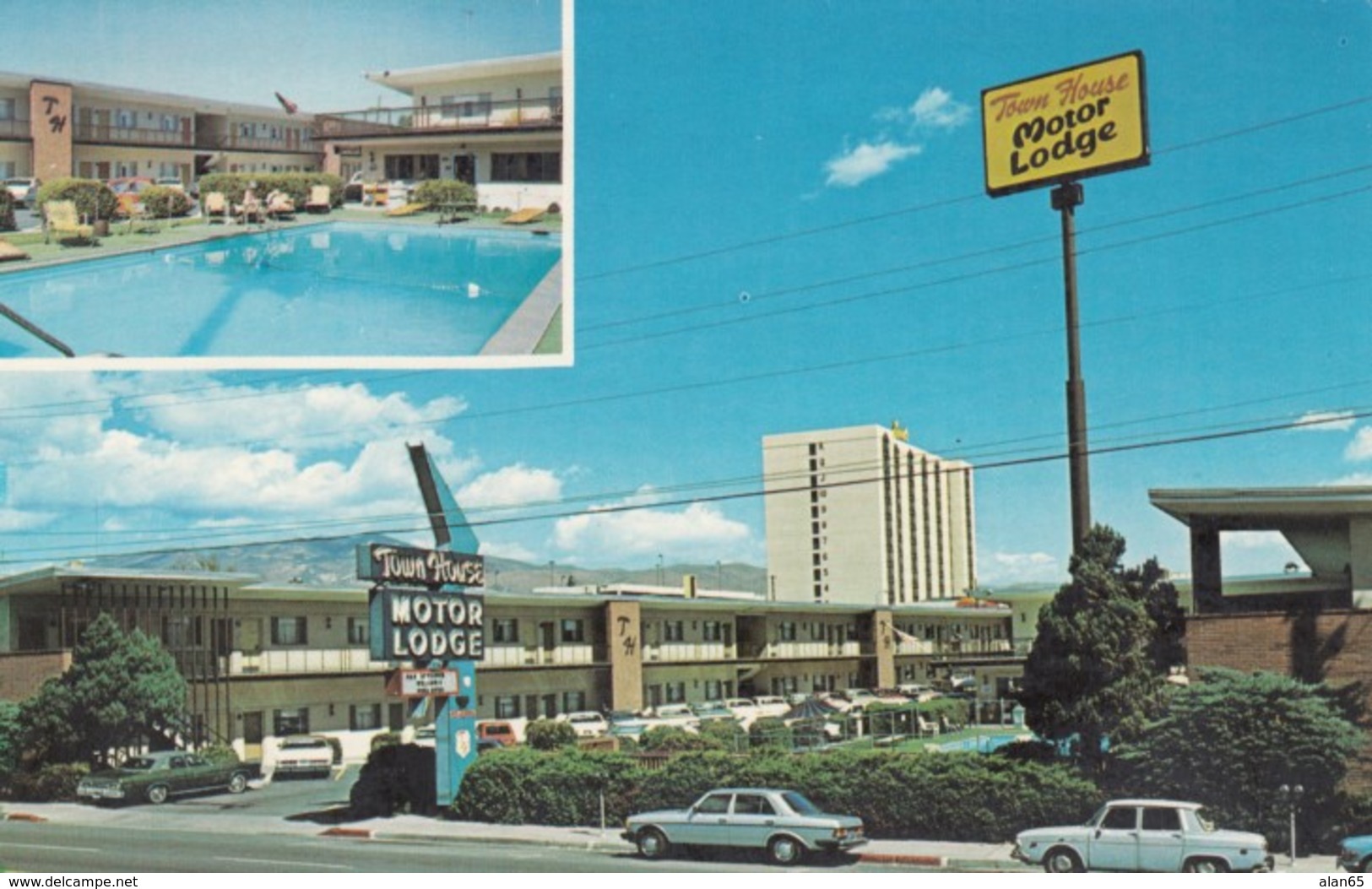 Reno Nevada, Townhouse Motor Lodge, Motel, Autos, C1970s Vintage Postcard - Reno