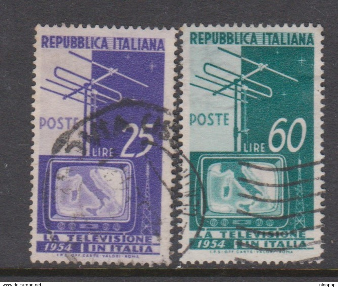 Italy Republic S 735-736 1954 Television,used - 1946-60: Used