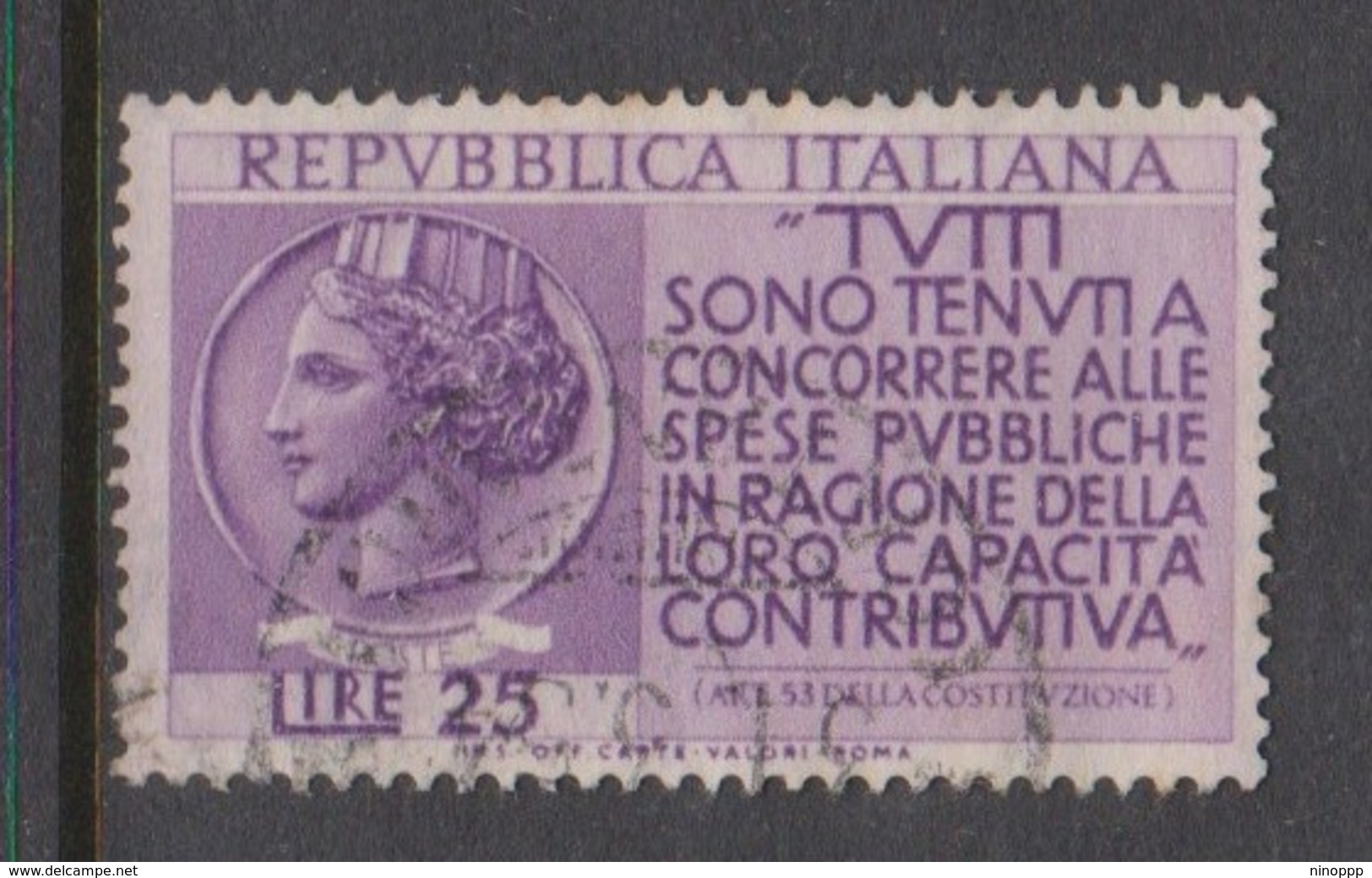 Italy Republic S 737 1954 Tax Propaganda,used - 1946-60: Used