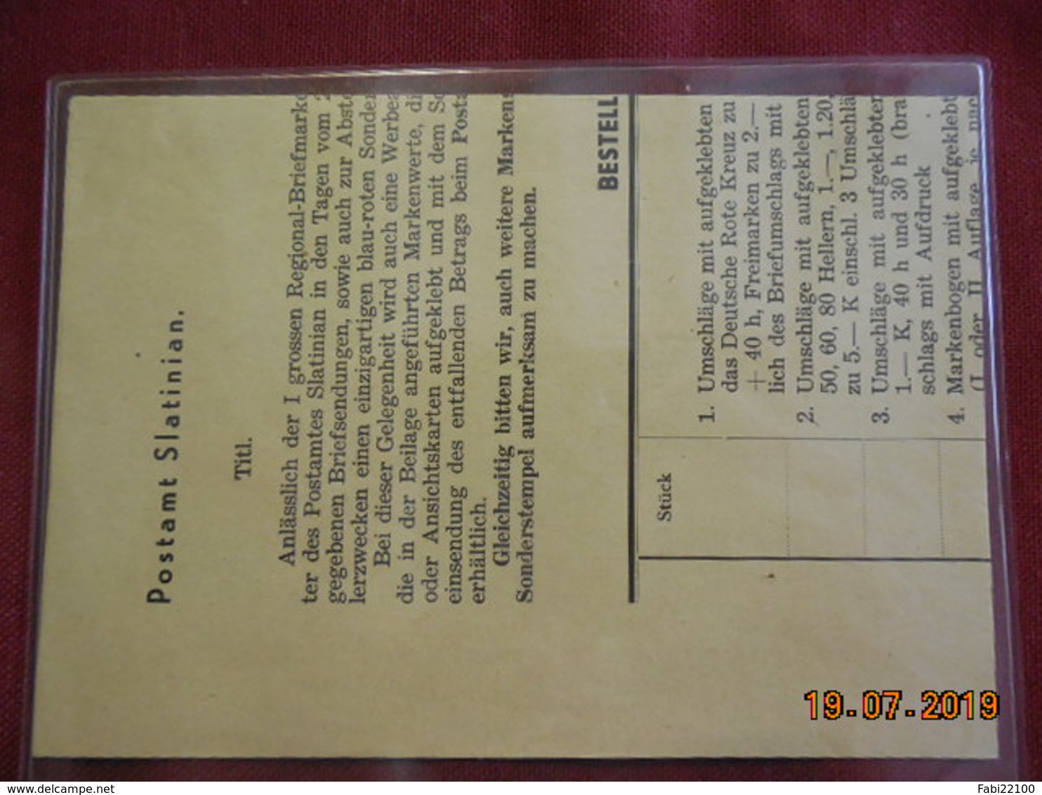 Lettre (bon De Commande) De 1941 De Bohème & Moravie - Lettres & Documents