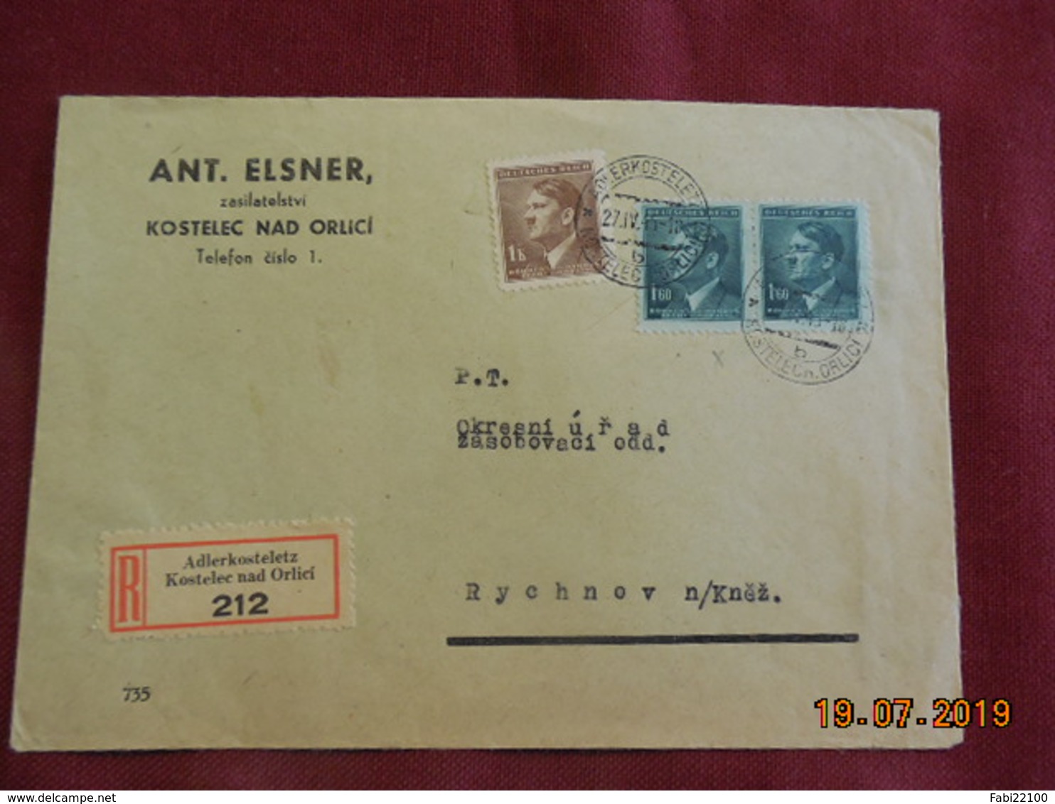 Lettre En Recommandé De 1945 à Destination De Rychnov - Covers & Documents