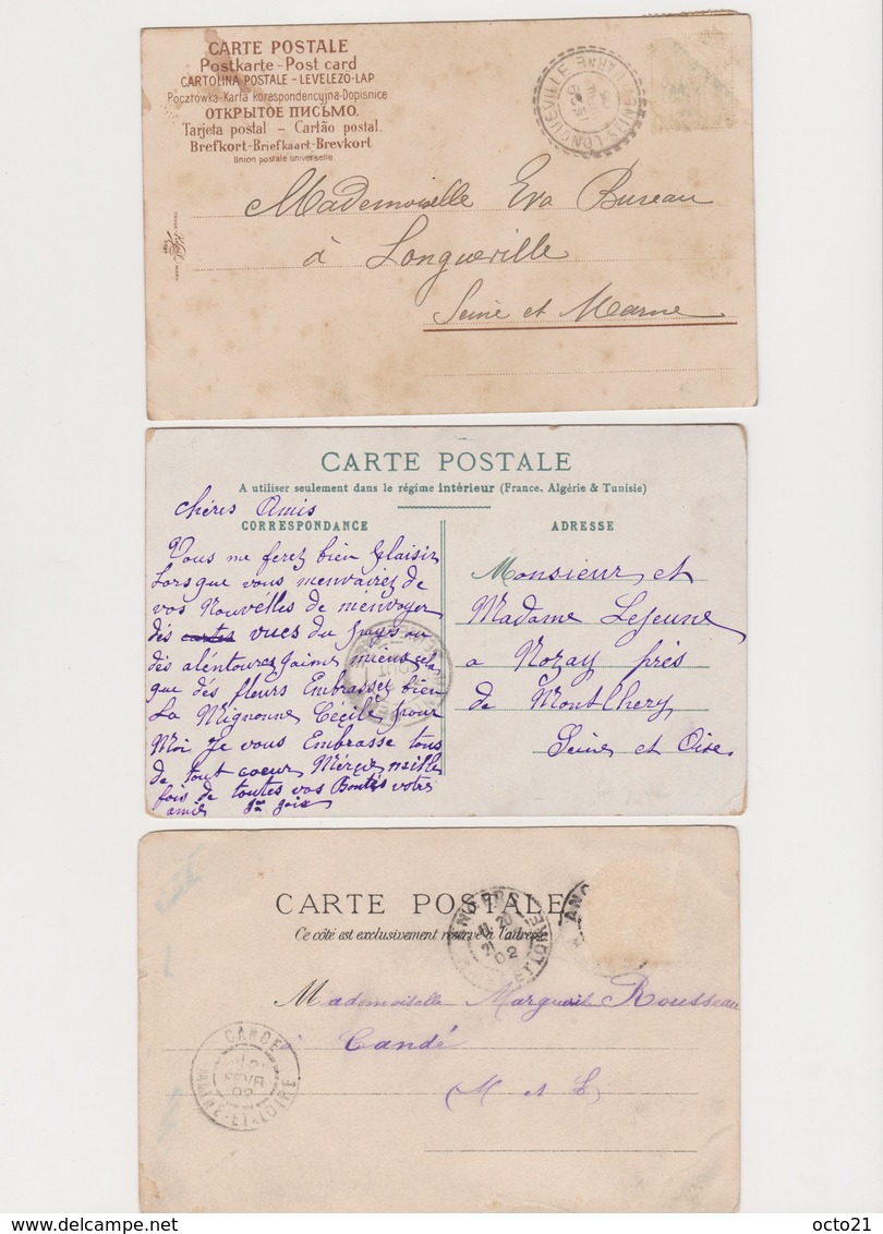 3  Cartes Fantaisie  / Sur Le Banc - Couples