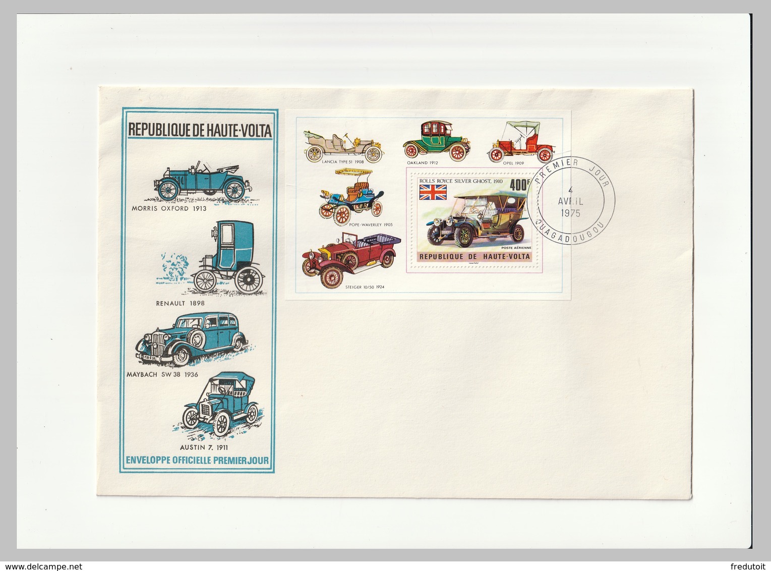 HAUTE VOLTA - 2 FDC - 1975 - AUTOMOBILES ANCIENNES - Coches