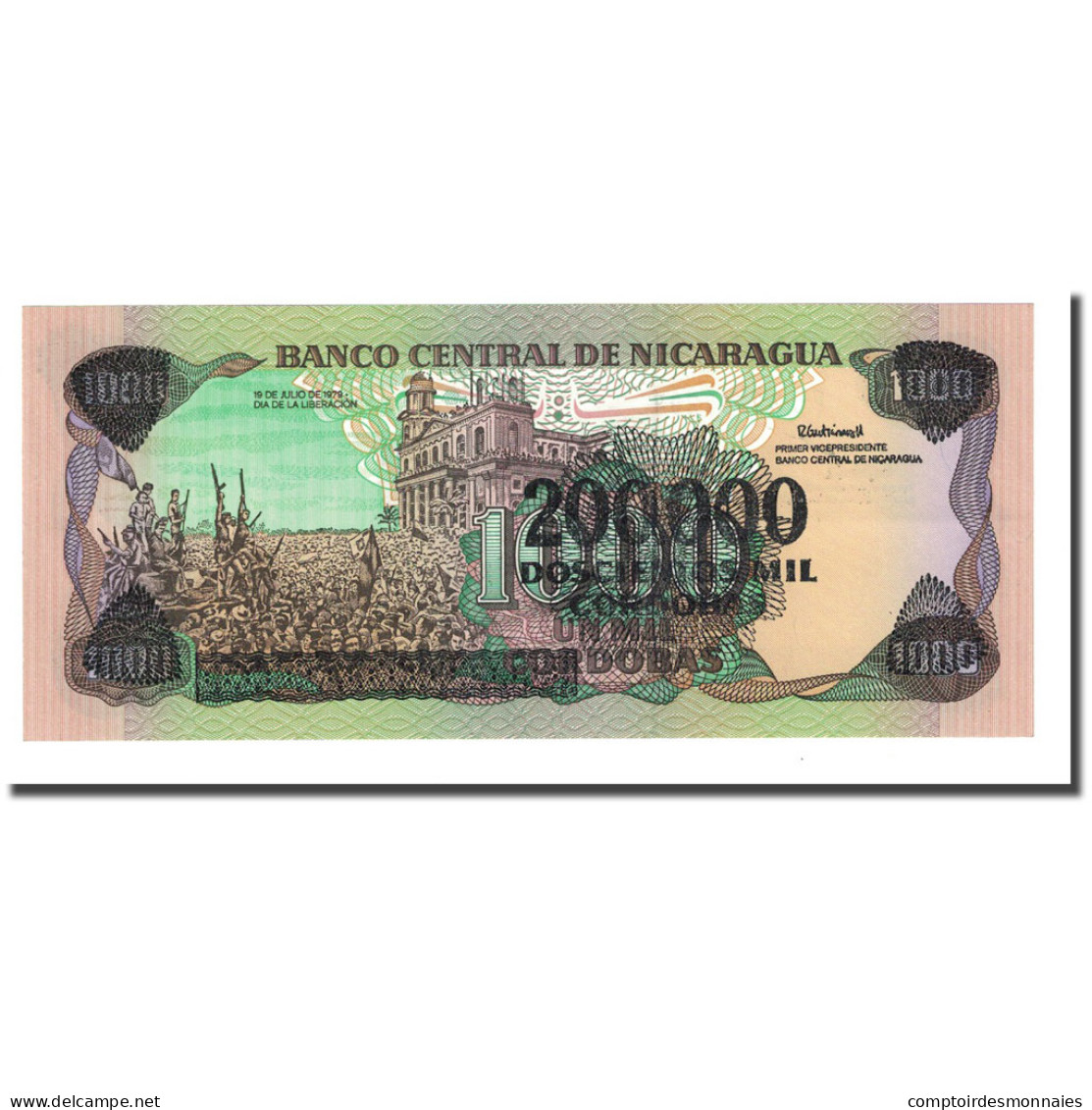 Billet, Nicaragua, 200,000 Córdobas On 1000 Córdobas, 1985 (1990), KM:162 - Nicaragua