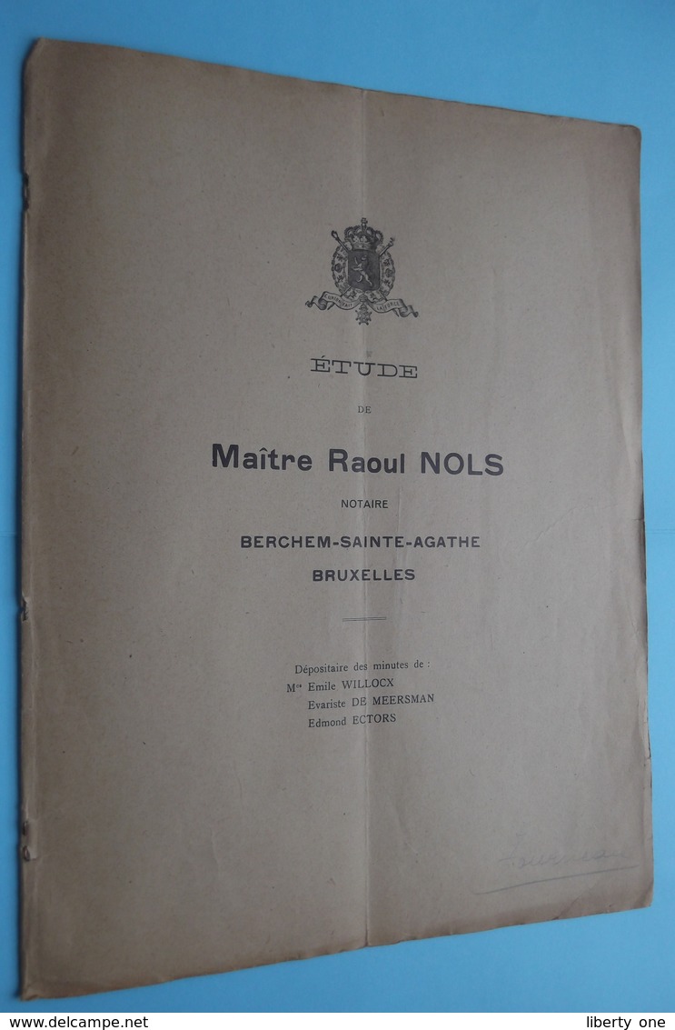 Notaris Raoul NOLS Berchem-Sainte-Agathe ( Vandommele / Fourneau / De Ro / Kerremans ) Contract 1946 ( Voir Photo ) ! - Unclassified