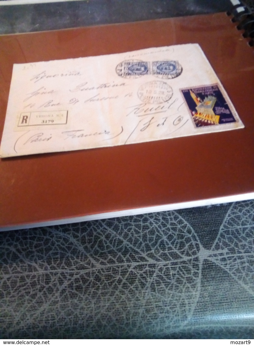 Lettre En Recom Pour La France 1928 Vignette Sur Venise TB - Andere & Zonder Classificatie