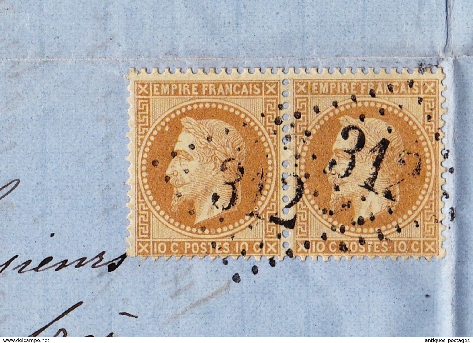 Lettre 1869 Barcelonnette Alpes De Hautes Provence Paire Napoléon III Lauré 10 Centimes Gassier Père Et Fils Banque Bank - 1863-1870 Napoléon III Lauré