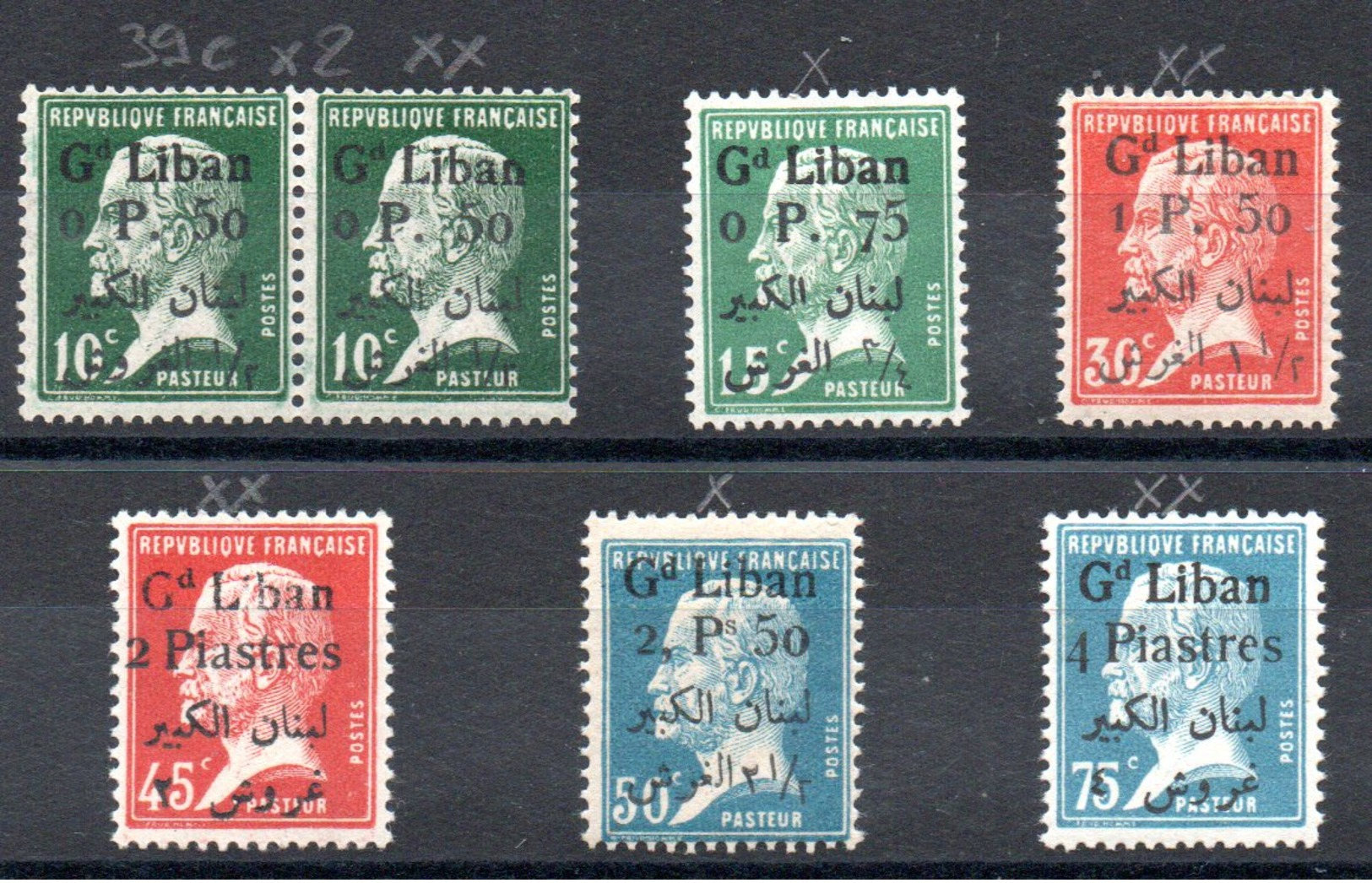 GRAND LIBAN - YT N° 39c à 44  - Neufs **/*  - Cote: 30,90 € - Unused Stamps