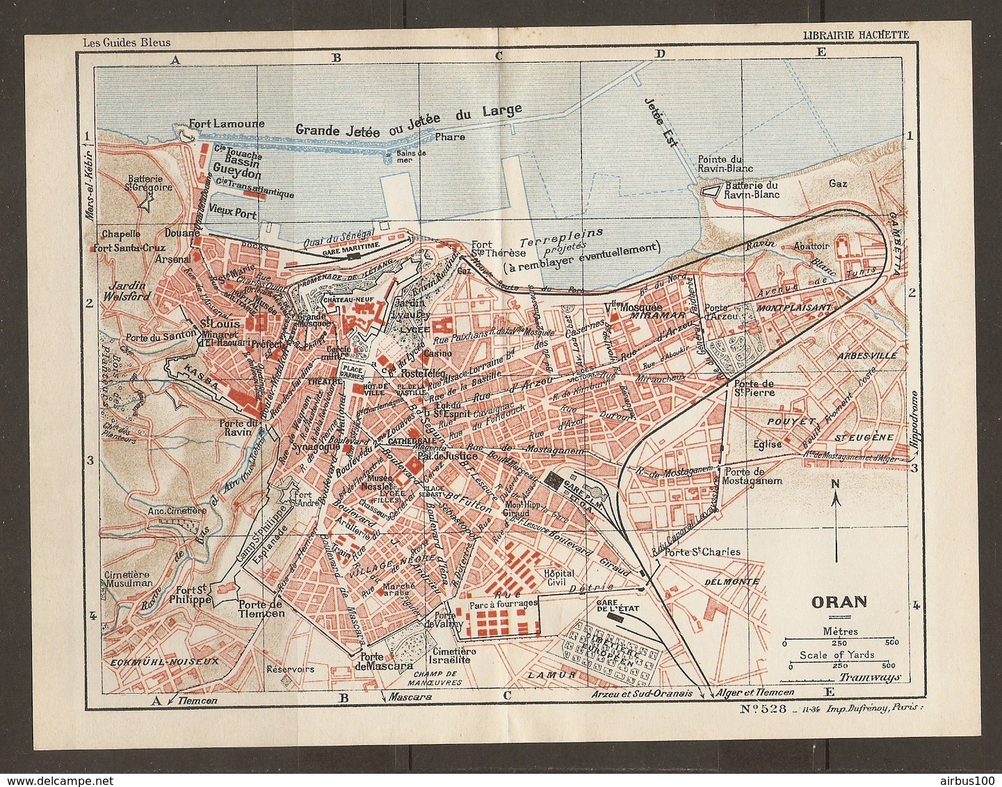 CARTE PLAN 1934 N° 528 - ALGERIE ALGERIA ORAN - LAMOUNE TERREPLEINS PROJETES à REMBLAYER BATTERIE TOUACHE TRANSATLANQUE - Topographical Maps