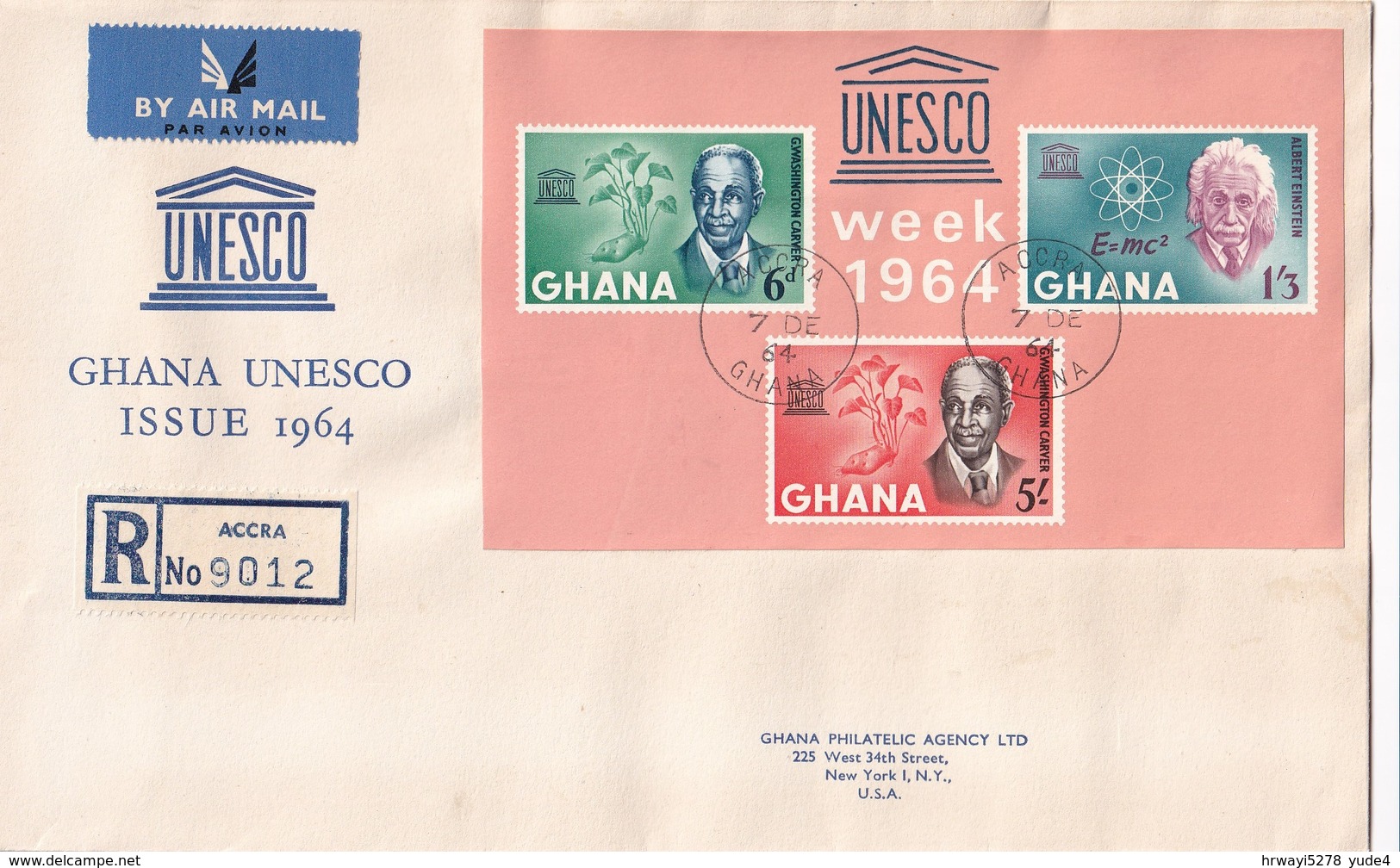 Ghana 1964, Registered FDC S/s Unesco - Ghana (1957-...)