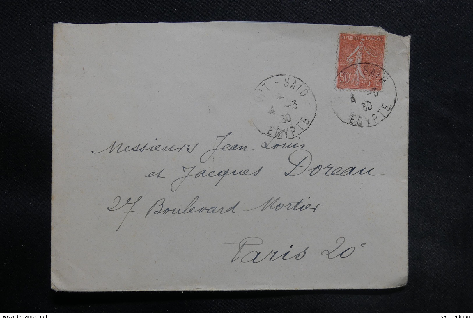 PORT SAÏD - Affranchissement Semeuse Sur Enveloppe De Port Saïd  Pour La France En 1930 - L 35601 - Lettres & Documents