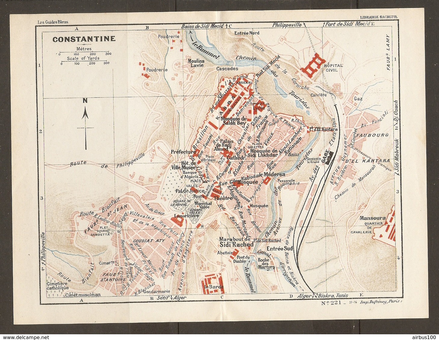 CARTE PLAN 1934 - ALGERIE ALGERIA CONSTANTINE - POUDRERIE MOULIN LAVIE MANSOURA CAVALERIE LAMORICIERE COUDIAT ATY - Topographical Maps