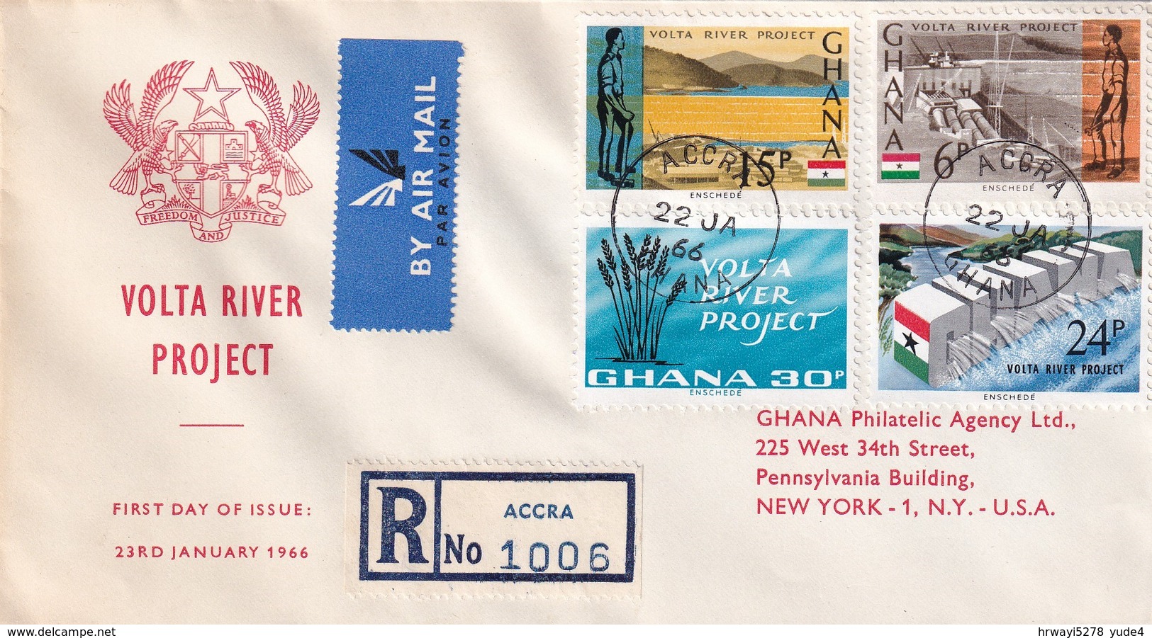 Ghana 1966, Registered FDC Complete Set Volta River Project - Ghana (1957-...)