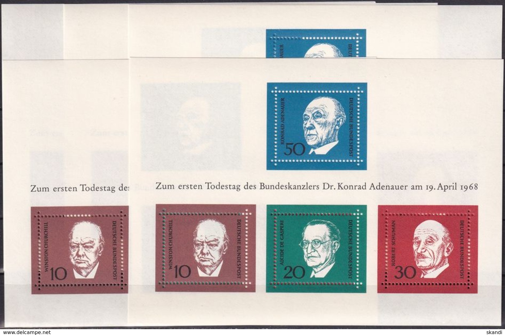 DEUTSCHLAND 1968 Mi-Nr. Block 4 5 Stück ** MNH - 1959-1980