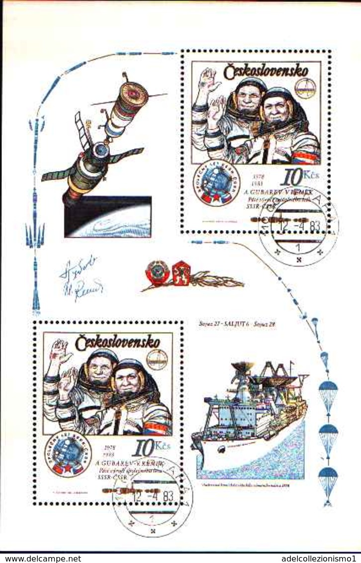 5945BIS ) Cecoslovacchia 1983 SG #MS 2673 Spazio Volo  Mini Foglio Usato - Usati