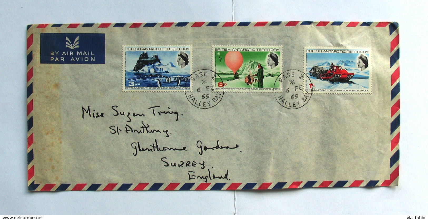 British Antarctic Territory (BAT) Air Mail Cover Base Z Halley Bay 1969 ! Rare ! - Briefe U. Dokumente