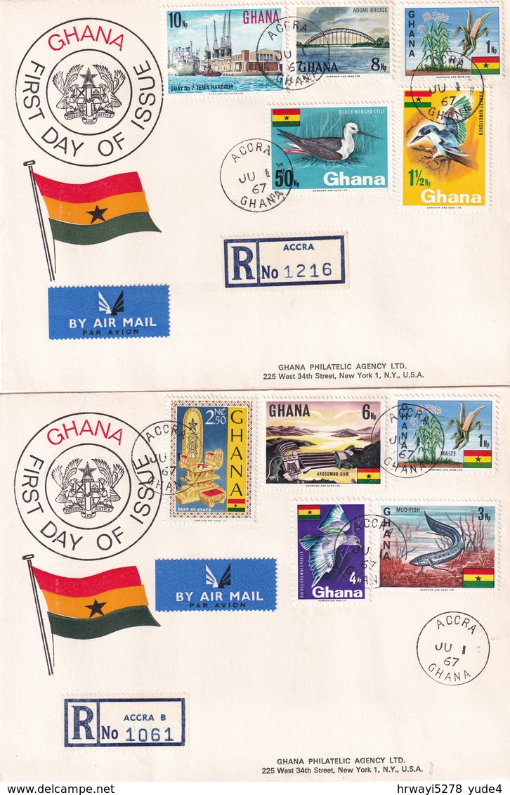 Ghana 1967, 2 Registered FDC's Complete Set - Ghana (1957-...)