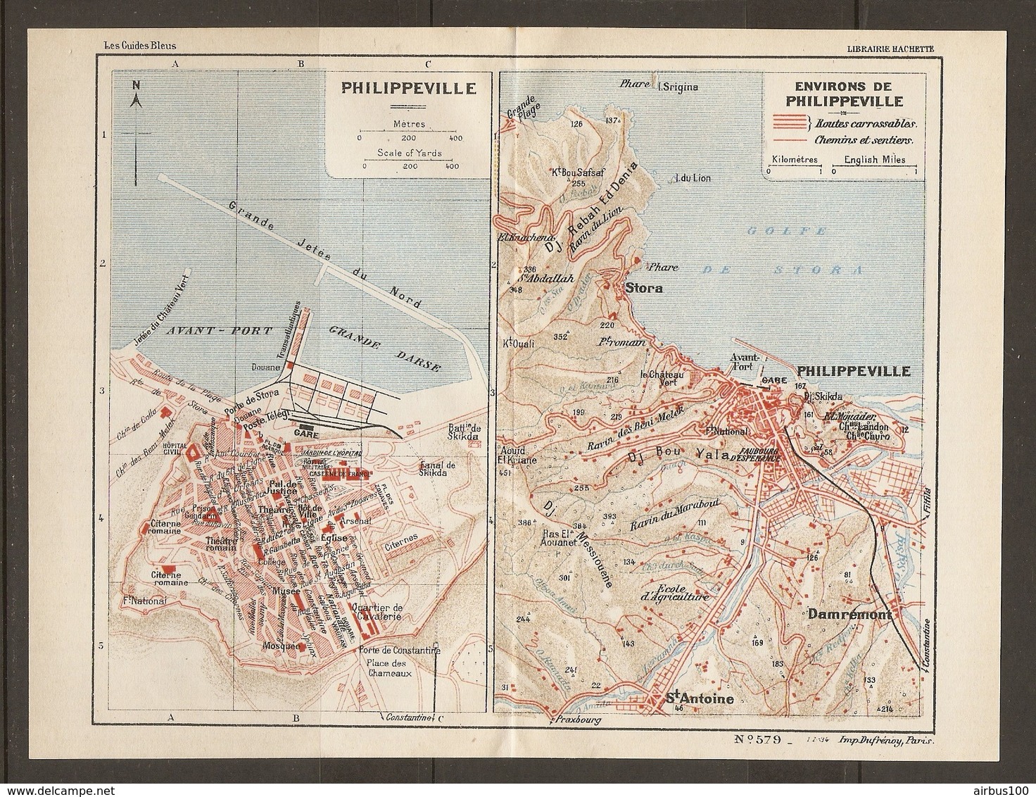 CARTE PLAN 1934 N° 579 - ALGERIE ALGERIA PHILIPPEVILLE Et Ses ENVIRONS - DAMREMONT St ANTOINE GOLFE De STORA PHARE - Topographical Maps