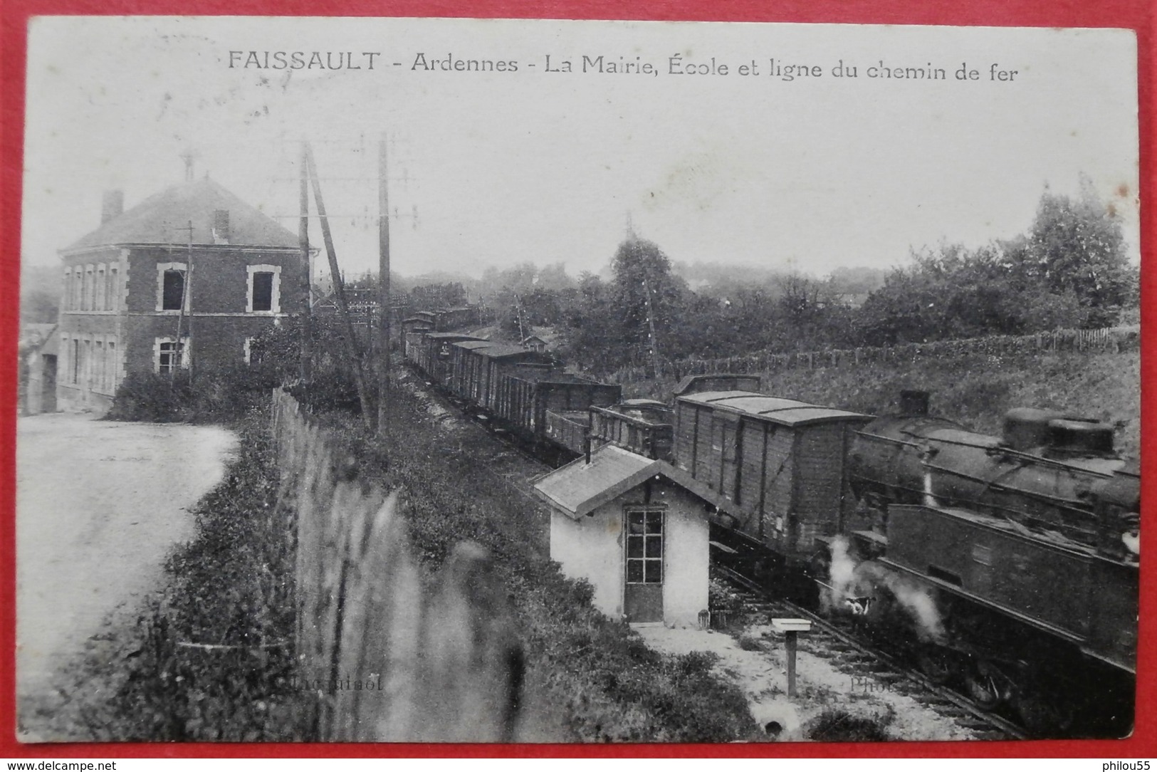 Cpa 08 FAISSAULT Mairie Ecole Ligne De Chemin De Fer  Train Adresse Gendarmerie Bar Le Duc - Autres & Non Classés