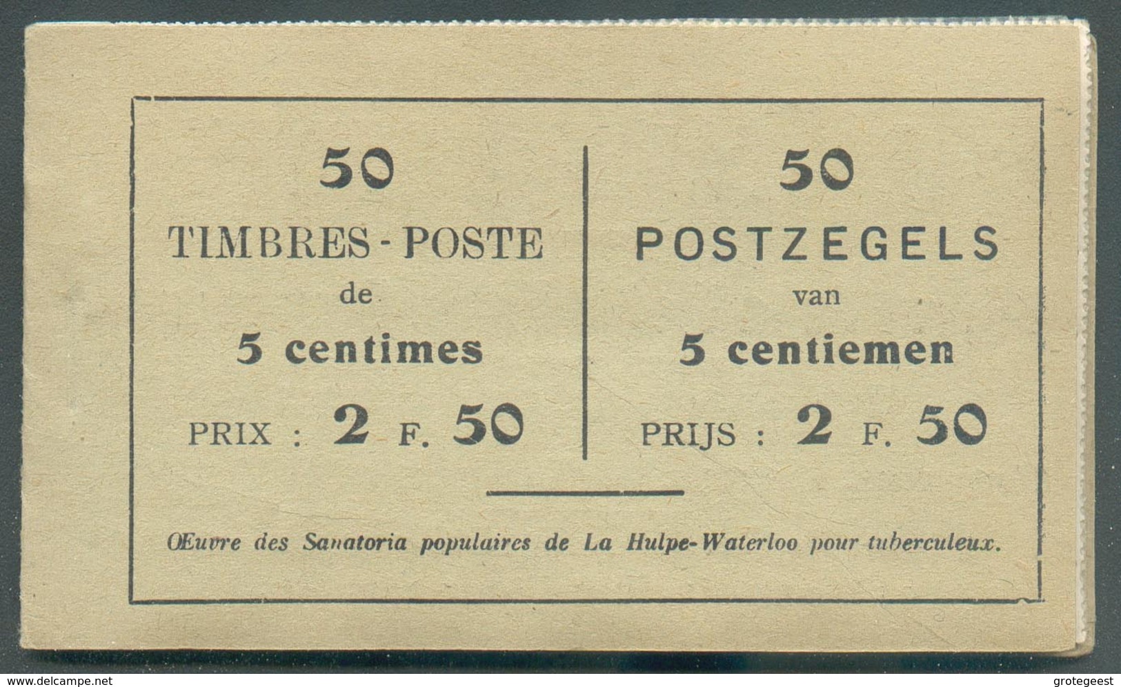 Carnet A13d(a) -  2 Fr.50 (N°110(50)) Avec Publicité LA PREVOYANCE - A La Grande Fabrique - Pardessus Imperméabilisé Au - 1907-1941 Old [A]