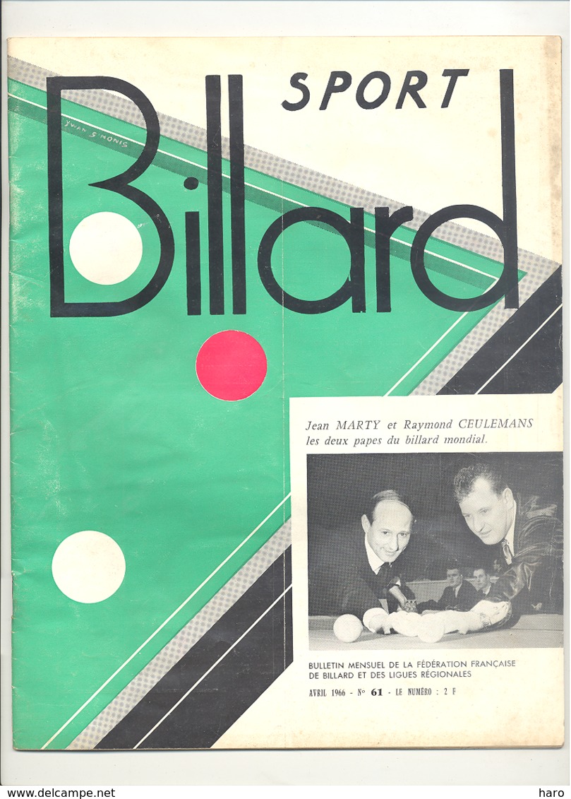 Revue " Billard Sport" N° 61 D'avril 1966 - Fédération Française (jm) - Sport