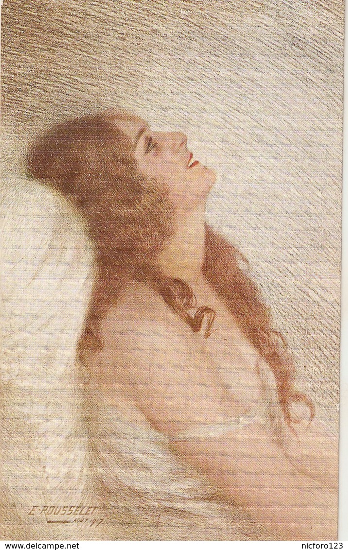 "E. Rousselet. Lady. The Drem" Fine Painting, Salon De Paris PC # 335 - Mujeres