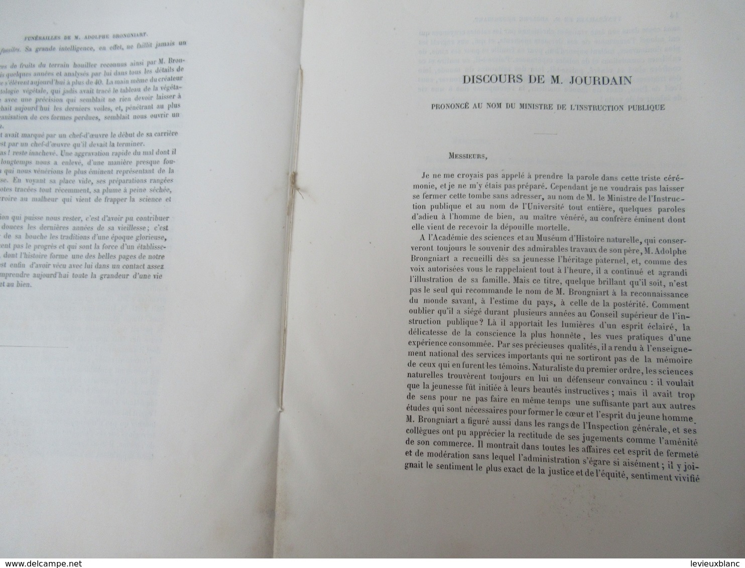 Livret/Botanique/Discours prononcés le 21 février 1876 sur la tombe de M Adolphe BRONGNIART/Sté Botanique/1876    MDP135