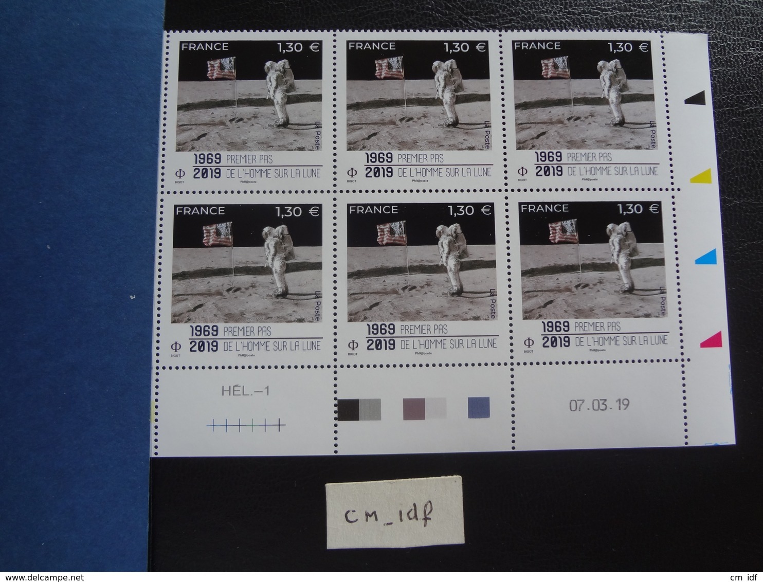 2019 FRANCE BLOC 6 TIMBRES  DATÉ 1,30 " PREMIERS PAS DE L'HOMME SUR LA LUNE "  DATE 07.03.19  Neuf** Gommés HÉL.-1 - 2010-2019