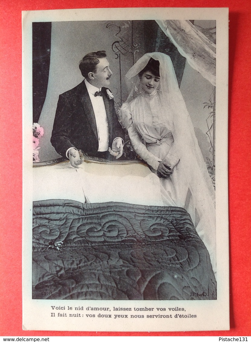 1907 - BRUIDSPAAR - MARIAGE - VOICI LE NID D'AMOUR, LAISSER TOMBER LES VOILES, IL FAIT NUIT : VOS DOUX YEUX NOUS.... - Couples
