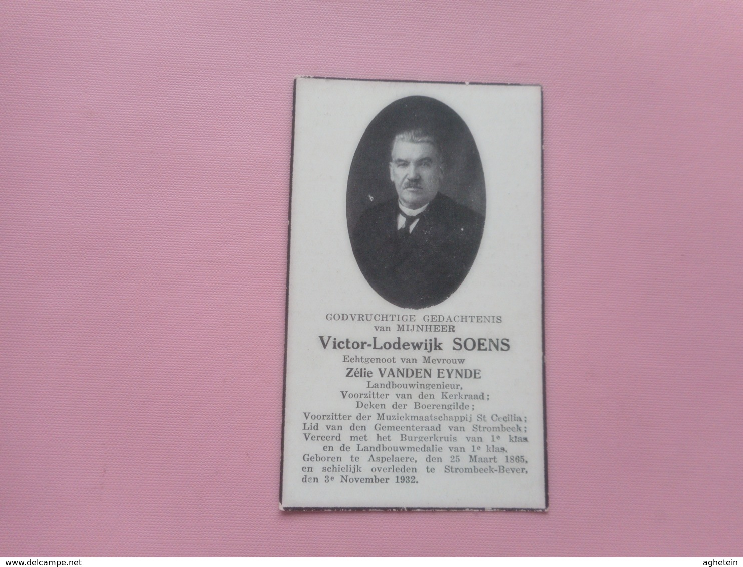 D.P.-VICTOR-LOD.SOENS °ASPELAERE 25-3-1865+STROMBEEK-BEVER 3-11-1932 - Godsdienst & Esoterisme