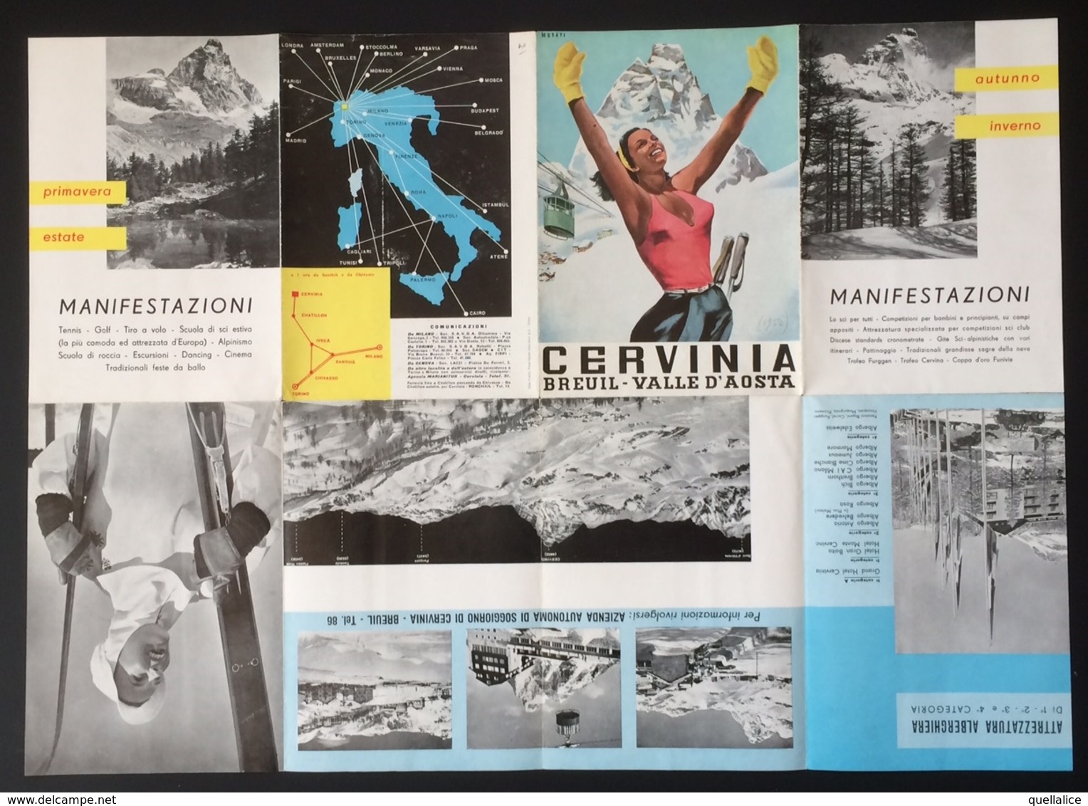 1208 "VALLE D'A0STA - CERVINIA - BREUIL - 1952 MUSATTI" DEPLIANT TURISTICO - Dépliants Turistici