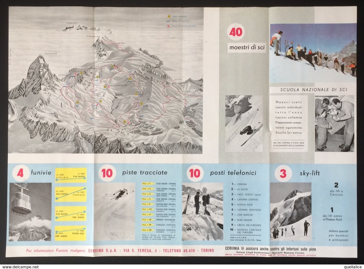 1208 "VALLE D'A0STA - CERVINIA - BREUIL - 1952 MUSATTI" DEPLIANT TURISTICO - Dépliants Turistici