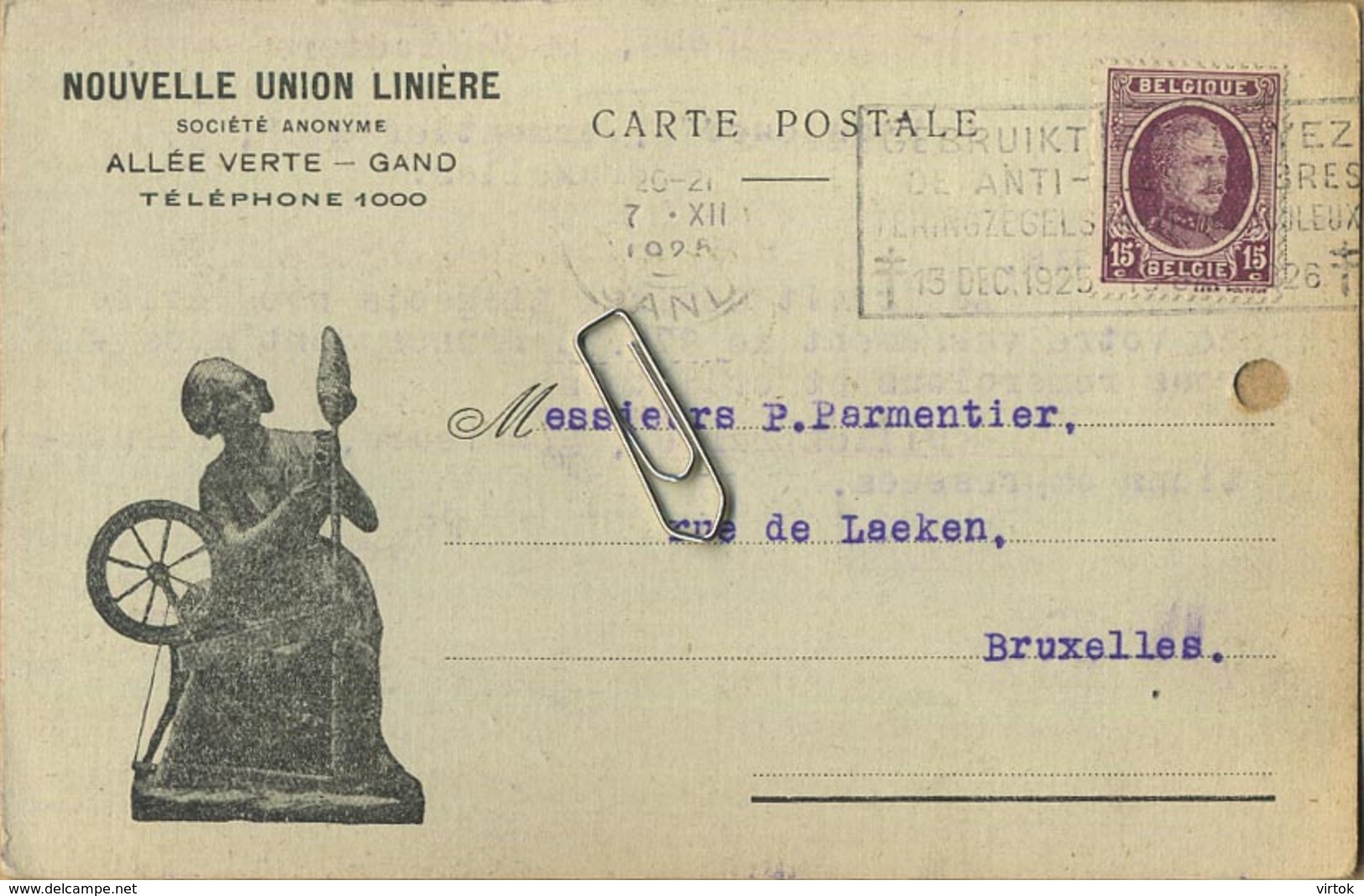 GENT - GAND :  Nouvelle Union Linière   1925 - Gent