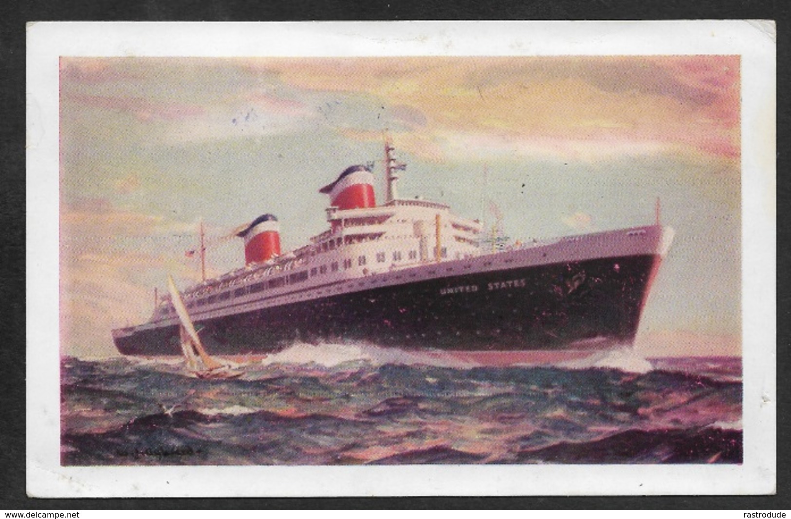 1952 - GB - US Mixed Seapost Franking + Airmail To Germany - S.S United States - Rare Combination - Storia Postale