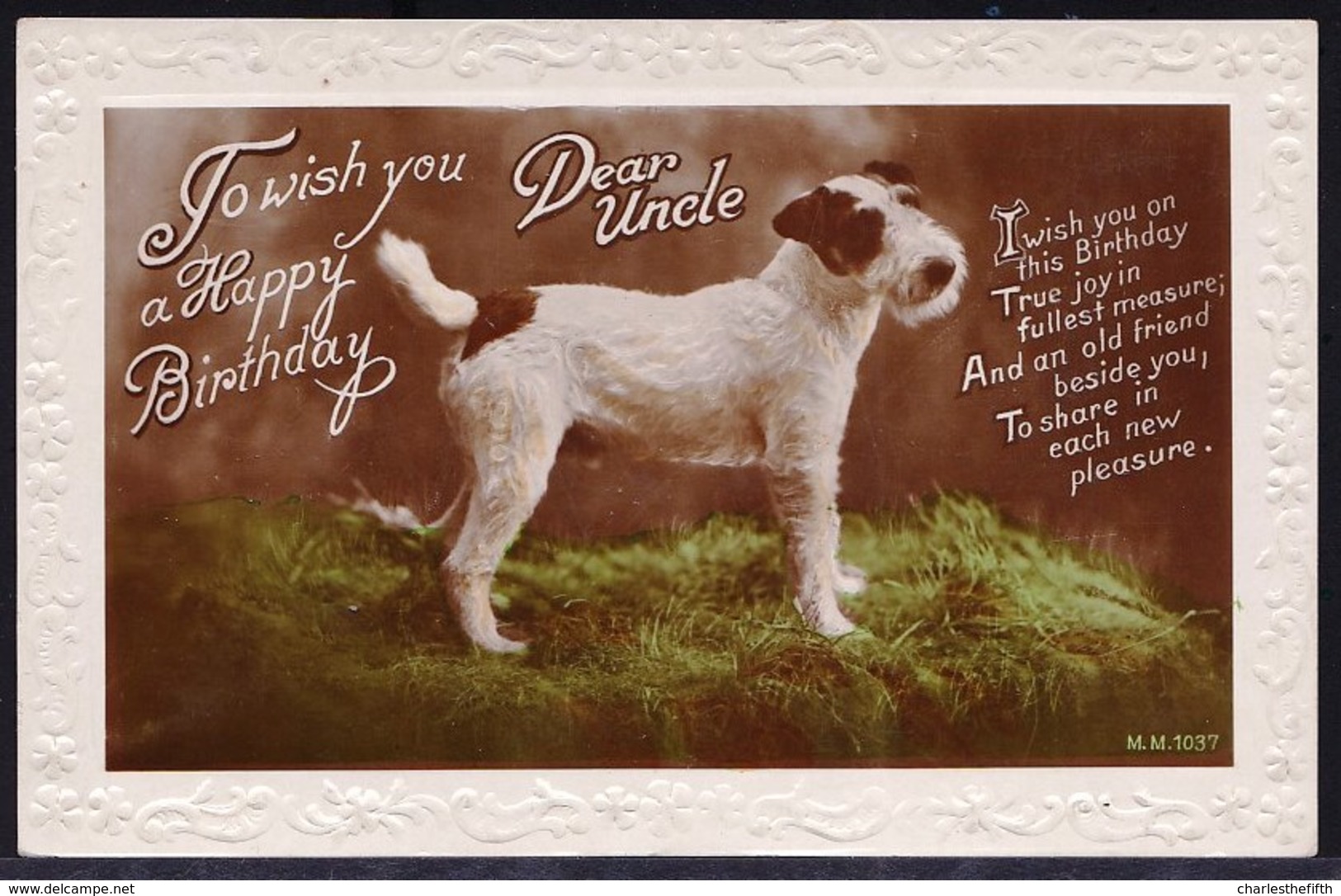 NICE OLD EMBOSSED ENGLISH PHOTOCARD ** FOXTERRIER - TERRIER ** 1929 - FOX TERRIER - DOG - CHIEN - HUND - Chiens
