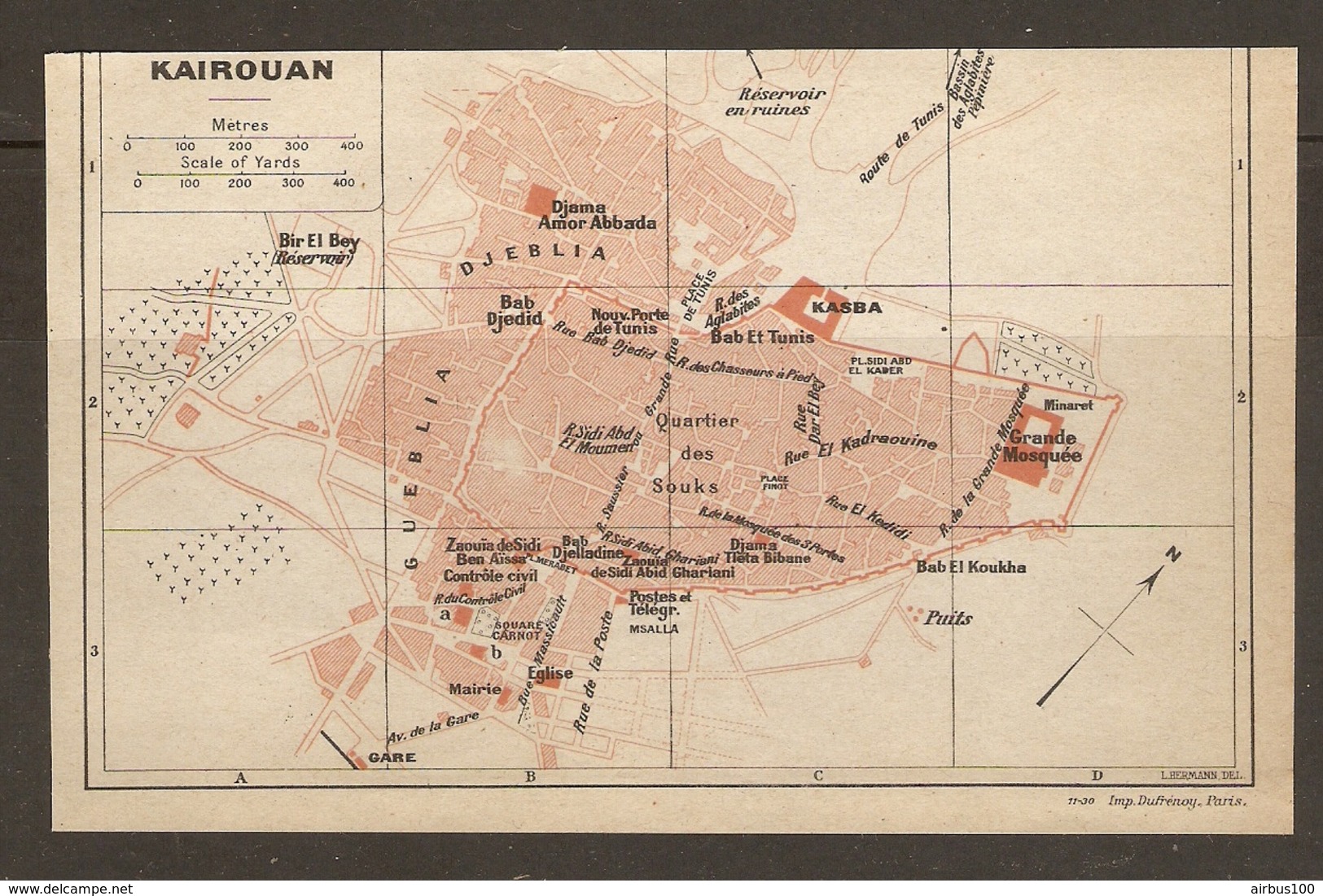 CARTE PLAN 1930 - TUNISIE TUNISIA KAIROUAN GUEBLIA DJEBLIA RESERVOIR En RUINES BAB Et TUNIS - Topographical Maps