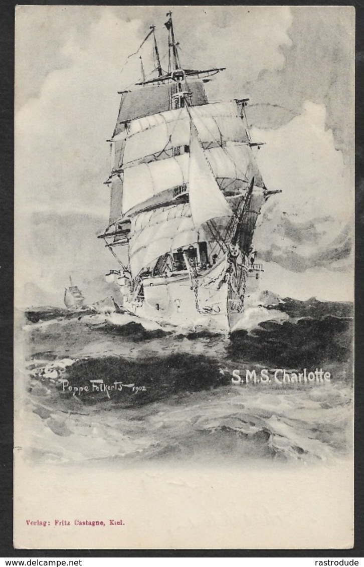 1908 - DR - KAIS. DEUTSCHE MARINE SCHIFFSPOST Nº 12 (TRINIDAD) Nach TRIER - S.M.S Charlotte - Lettres & Documents