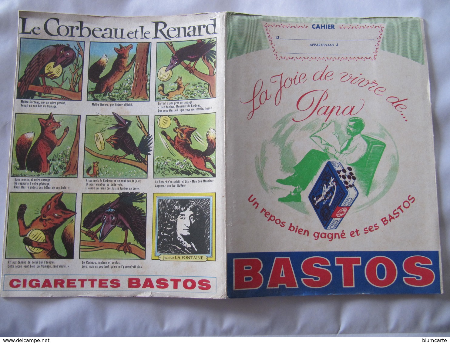 PROTEGE CAHIER - CIGARETTES BASTOS - LE CORBEAU ET LE RENARD - Tabac & Cigarettes