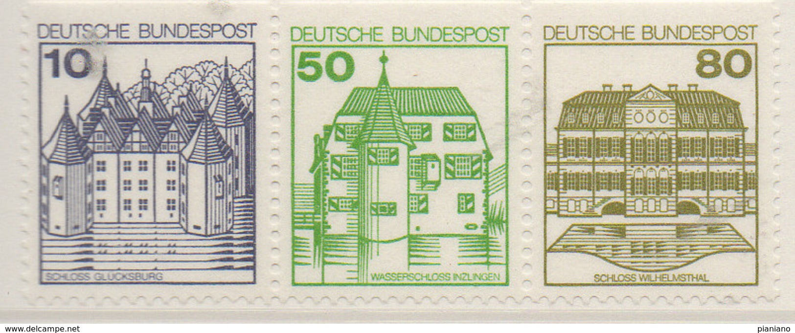 PIA - GERMANIA - 1982 : Uso Corrente - Castelli Di Glucksburg ,di Inlingen E Di Lichtenstein   - (Yv 762b+877b+970b) - Castelli
