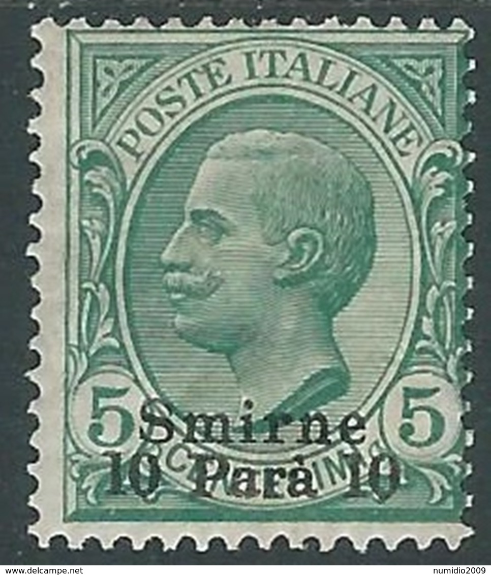 1909-11 LEVANTE SMIRNE EFFIGIE 10 PA SU 5 CENT MH * - RA5-9 - European And Asian Offices