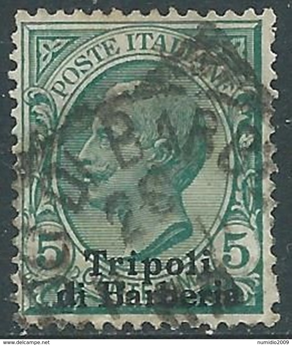 1909 LEVANTE TRIPOLI DI BARBERIA USATO EFFIGIE 5 CENT - RA14-8 - European And Asian Offices