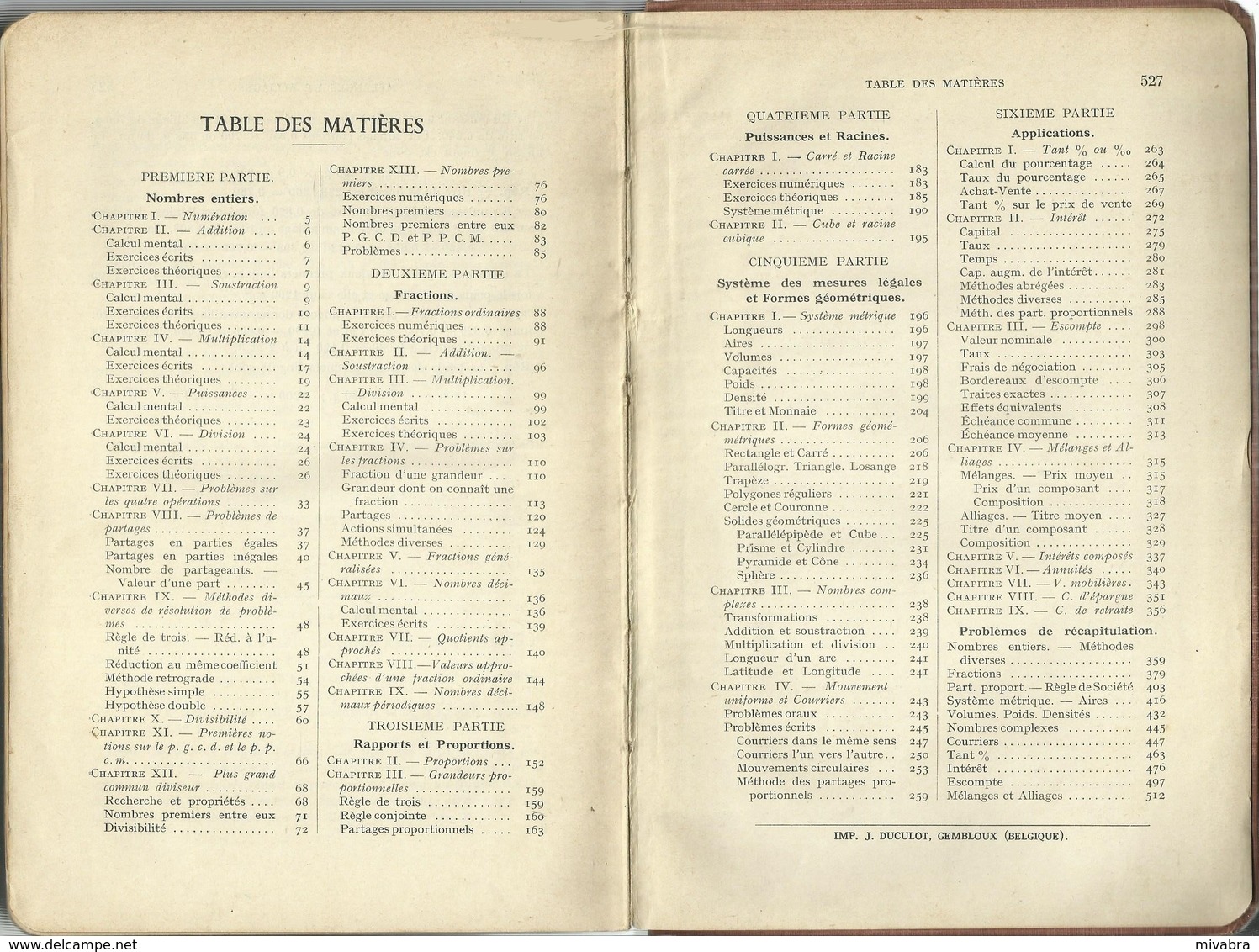 EXERCICES ET PROBLÈMES D'ARITHMÉTIQUE - N. L. SCHONS & J. CADET - 1938 - LA PROCURE - ÉDITEUR J. DUCULOT GEMBLOUX - 1901-1940