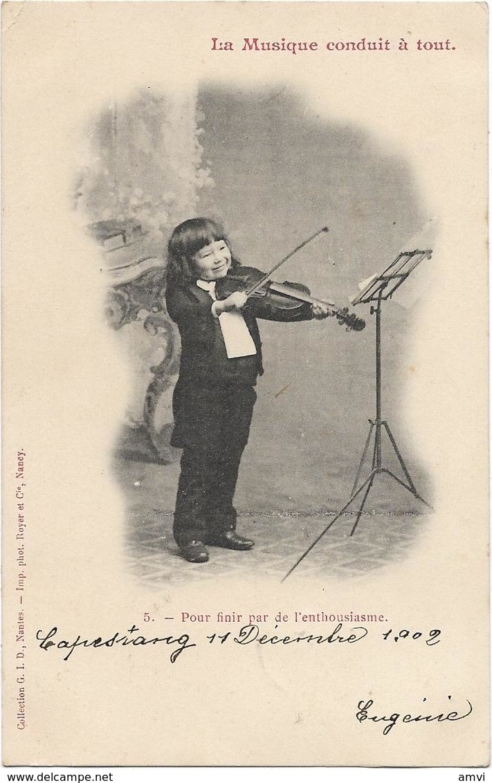 4027 - Serie 7 Cartes G I D Enfants Musiciens - La Musique Conduit à Tout - Rare - Collections, Lots & Séries