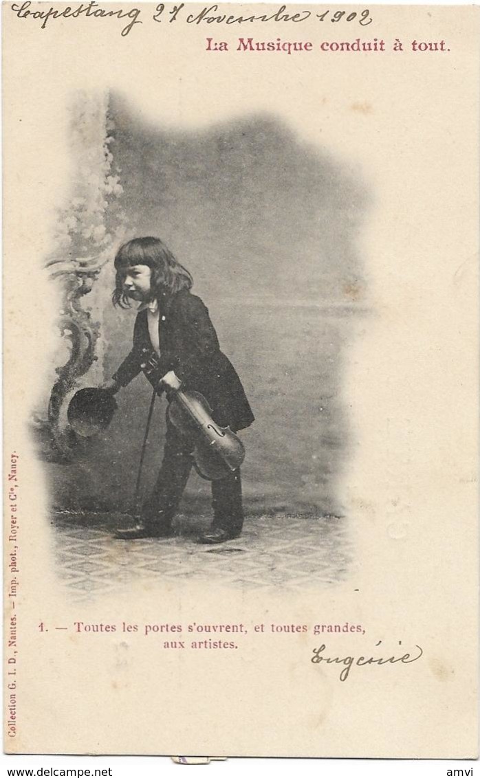 4027 - Serie 7 Cartes G I D Enfants Musiciens - La Musique Conduit à Tout - Rare - Collections, Lots & Séries