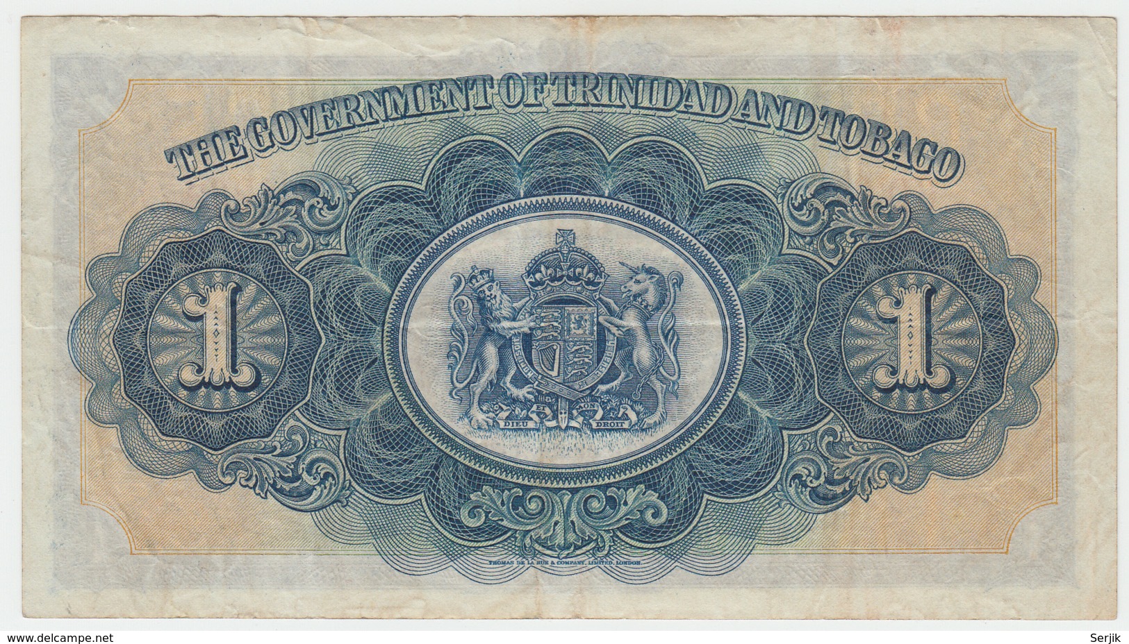 TRINIDAD & TOBAGO 1 Dollar 1939 VF+ Banknote Pick 5b 5 B - Trinidad En Tobago