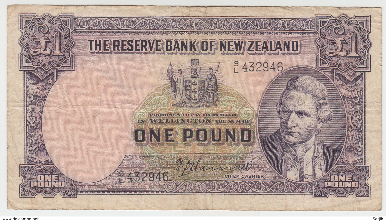 New Zealand 1 Pound 1940 - 1955 F+ Pick 159a 159 A - New Zealand